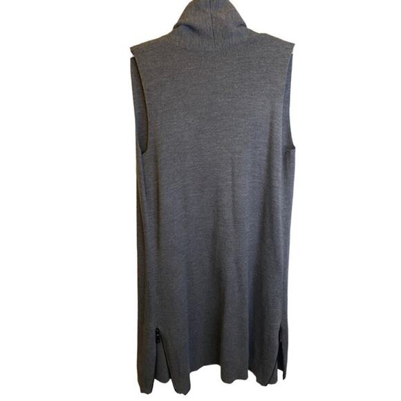 NANETTE LEPORE Sweater Vest SMALL Long Duster Merino Blend Side Zipper Charcoal - Picture 2 of 6